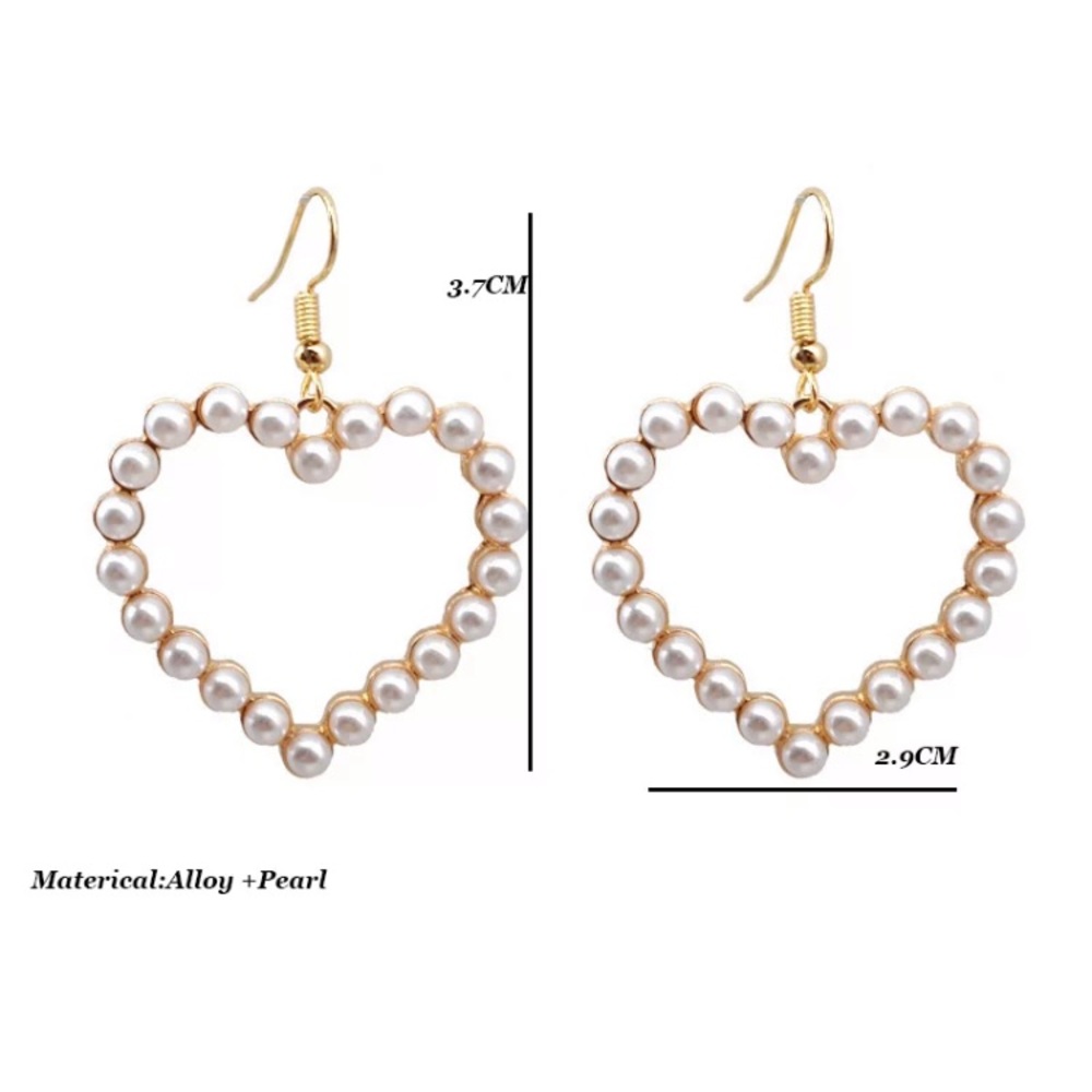 🌟 Pearl Heart  Drop ❤️ Earrings - Picture 5 of 5